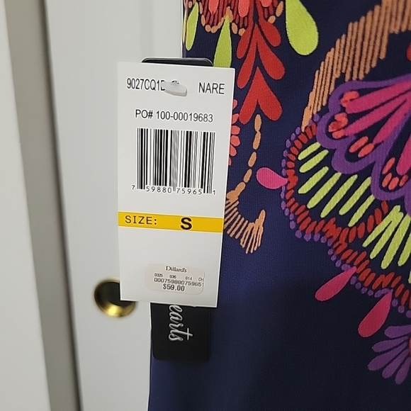 NWT Sequin Hearts Ladies Dress Size S Navy Blue Orange Green - Picture 11 of 13